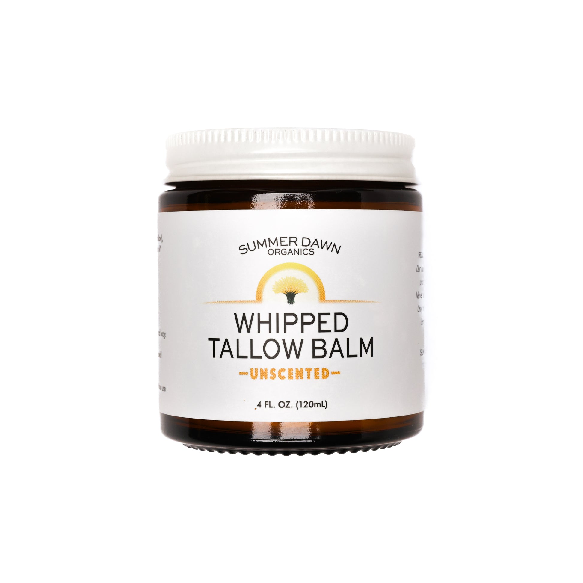 Unscented Whipped Tallow Balm, beef tallow moisturizer, White Background