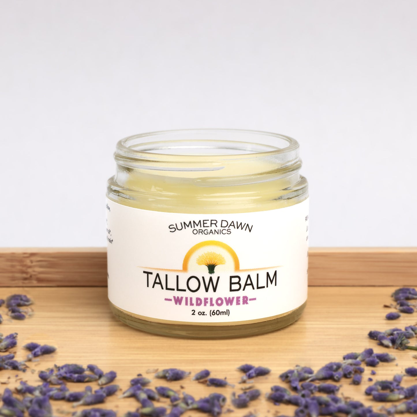 Wildflower Tallow Balm, beef tallow moisturizer, Front Side