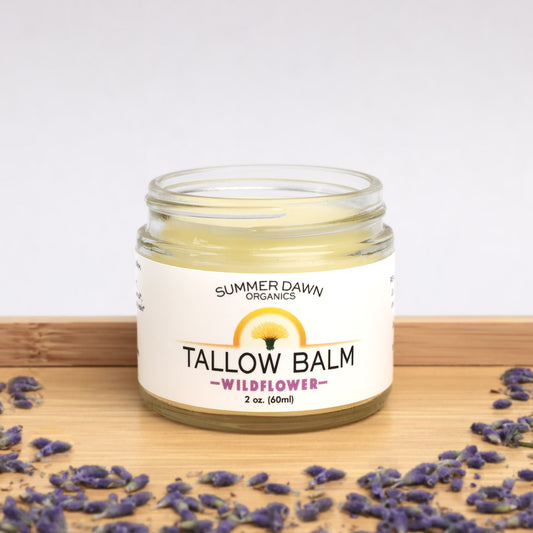 Wildflower Tallow Balm, beef tallow moisturizer, Front Side