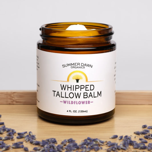 Wildflower Whipped Tallow Balm, beef tallow moisturizer, Front Side